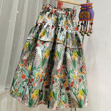 Load image into Gallery viewer, Aurora - Tiered Jacquard Flower Print Elasticized Skirt
