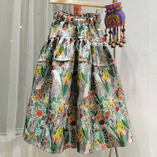 Load image into Gallery viewer, Aurora - Tiered Jacquard Flower Print Elasticized Skirt

