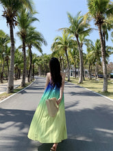 Load image into Gallery viewer, Rainbow - Halter Neck Pleated Ombre Dress
