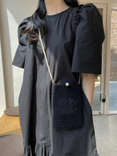 Load image into Gallery viewer, Fuschia - Loose Fit Lantern Sleeve Ruffle Hem Dress
