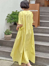 Load image into Gallery viewer, Citrine - Swing Three Quarter Sleeve Long Dress with Feature Ruffle Pockets
