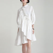 Load image into Gallery viewer, Angel -  Ruffled Asymmetrical Three-quarter Sleeve Shirt Dress/Blouse
