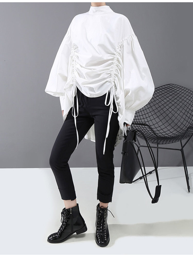 White Pearl - Drawstring Over Sized Blouse