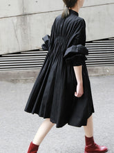 Load image into Gallery viewer, Andara - Asymmetrical Ruched Detail Long Sleeve Shirt Dress
