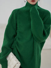 Load image into Gallery viewer, Gaia - Asymmetrical Drawstring Over Sized Knit Turtleneck Long Sleeve Sweater
